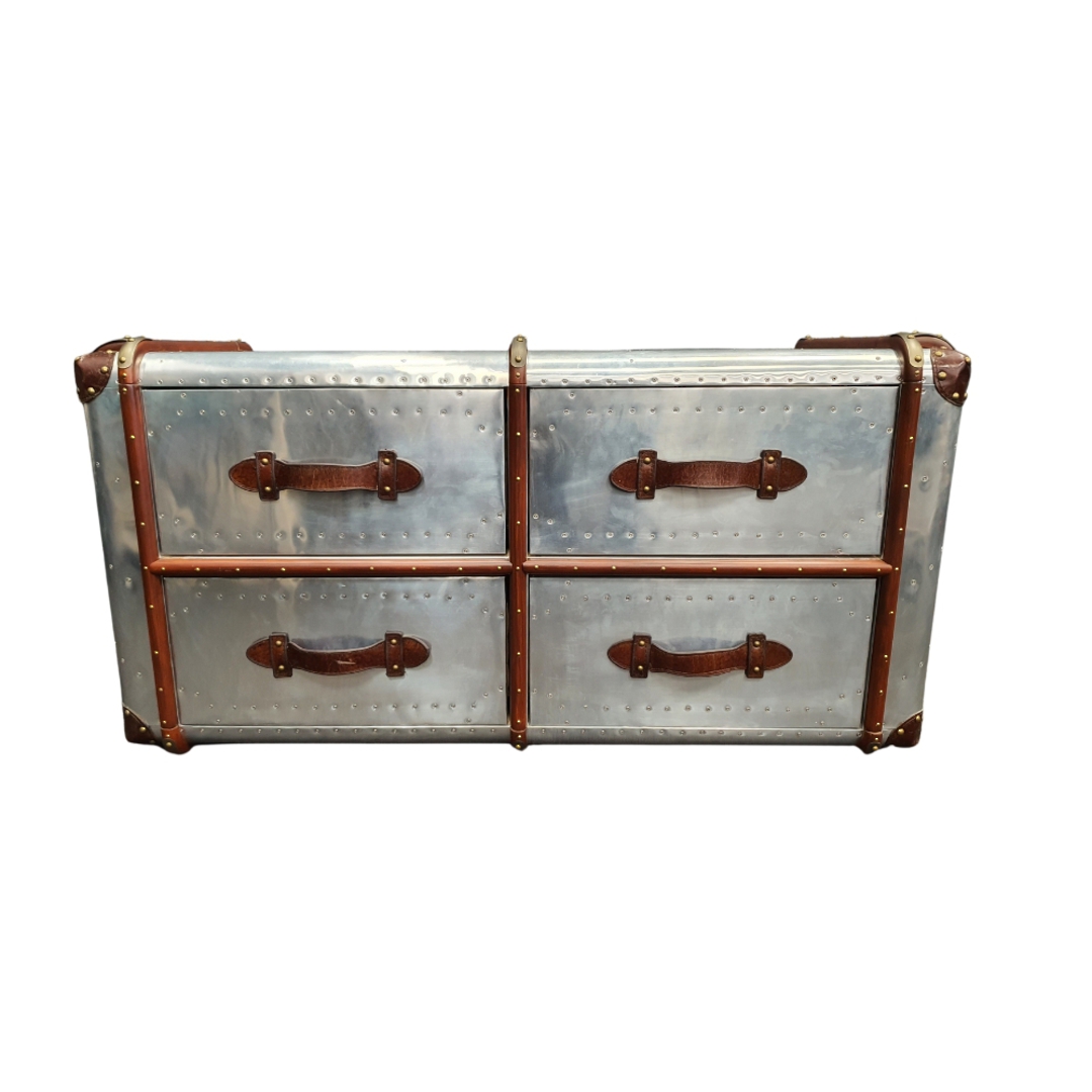 Aluminum Trunk with Leather and Wooden Frame image 0